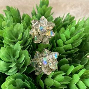 Vintage Aurora Borealis Glass Bead Clip on Earrings. Excellent Condition